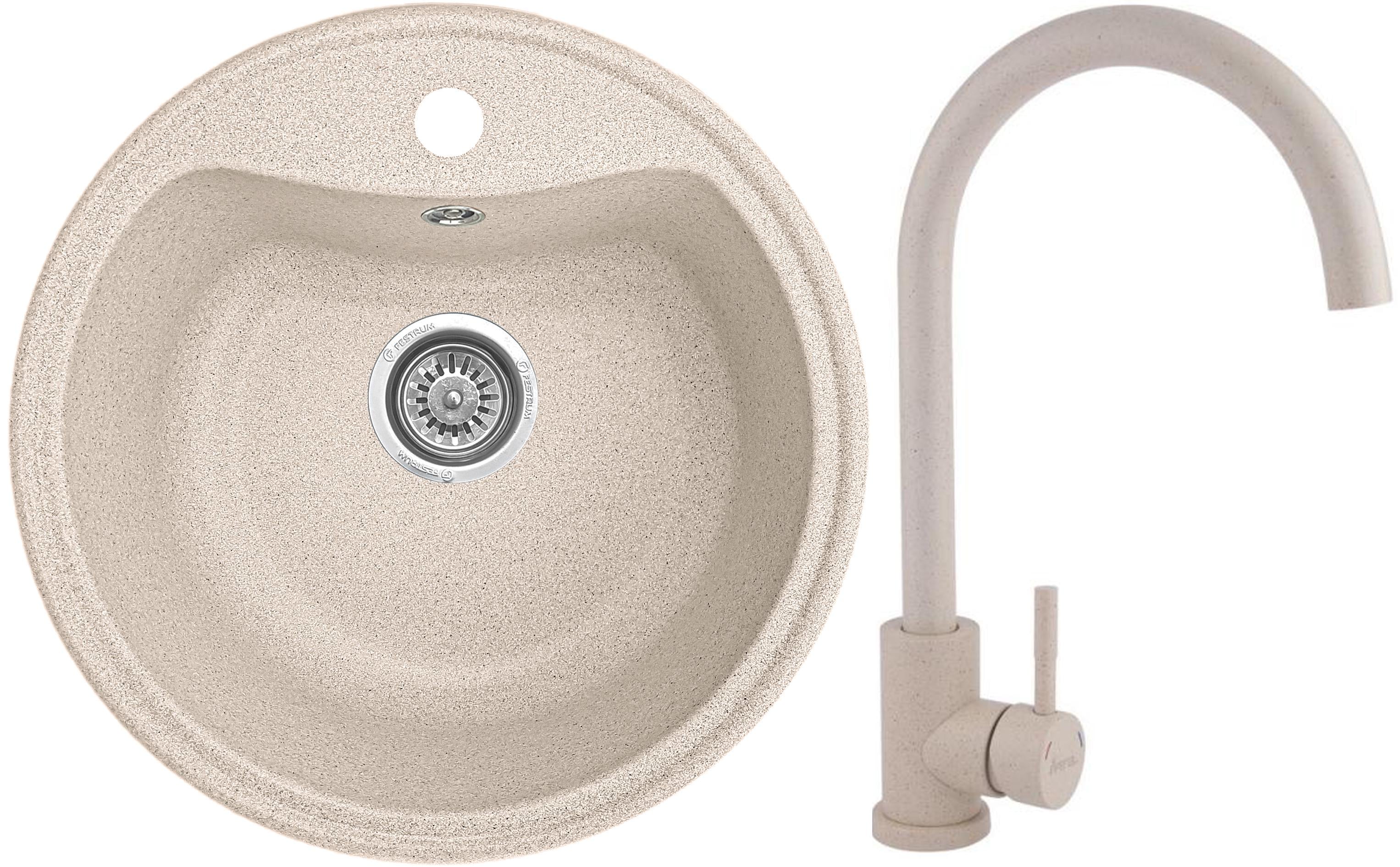 Мойка кухонная Valetti V3Z со смесителем 495x495 мм Бежевый Мойка кухонная Valetti V3Z со смесителем 495x495 мм Бежевый