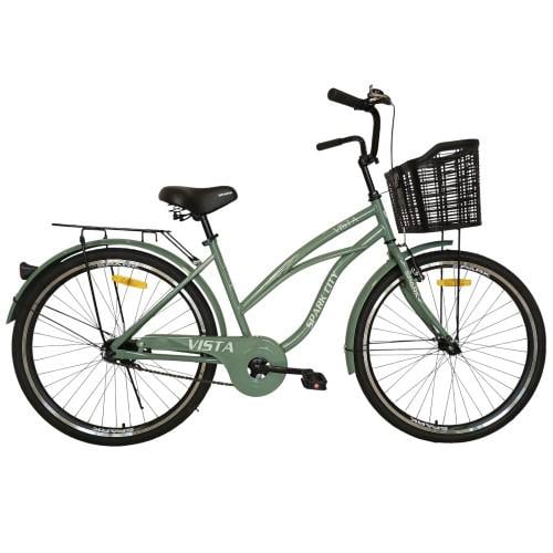 Велосипед Spark CITY VISTA колеса 26" сталева рама 17" з кошиком Оливковий (000240016)