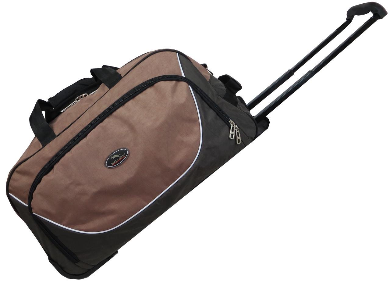 Сумка дорожная на колесах Wallaby 57 л Хаки с коричневым