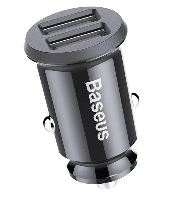 Автомобильное зарядное устройство Baseus Grain Car Charger 5V 2xUSB 3.1A, Black (CCALL-ML01)