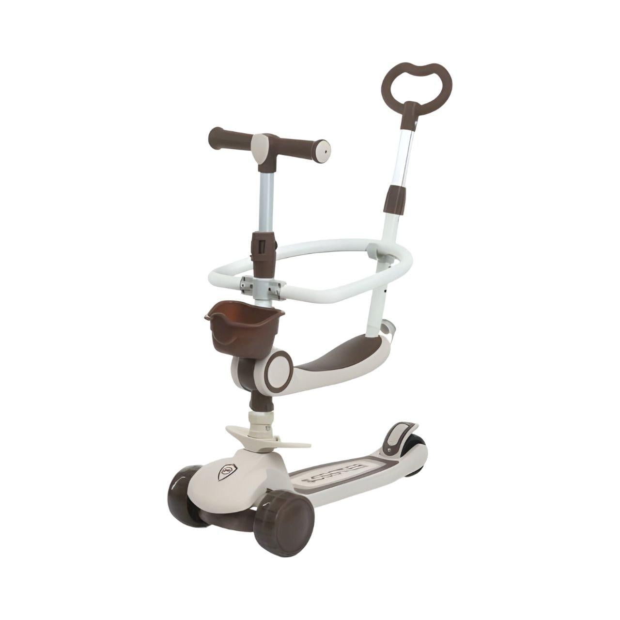 Детский самокат JR3-133-BRN 5в1 музыкальный со светом на батарейках Коричневый (26499732)