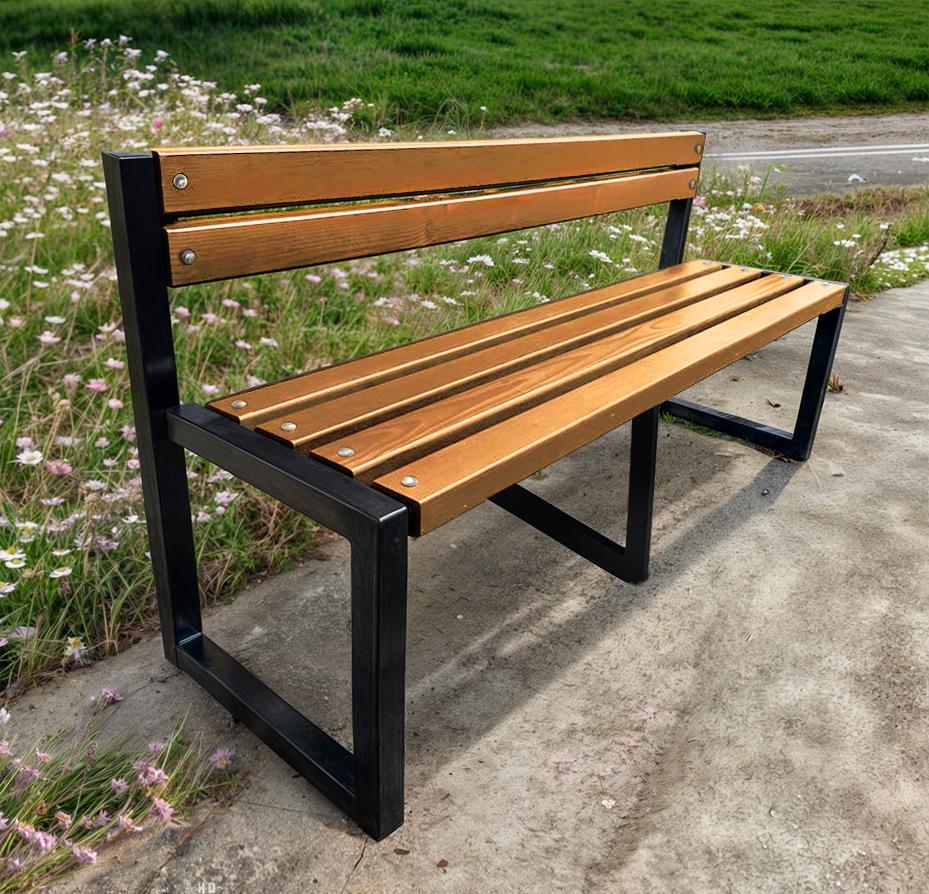 Скамейка садовая ТОБІ ШО Лофт Бенч со спинкой без подлокотников 2,2 м Дуб (25589122) - фото 1