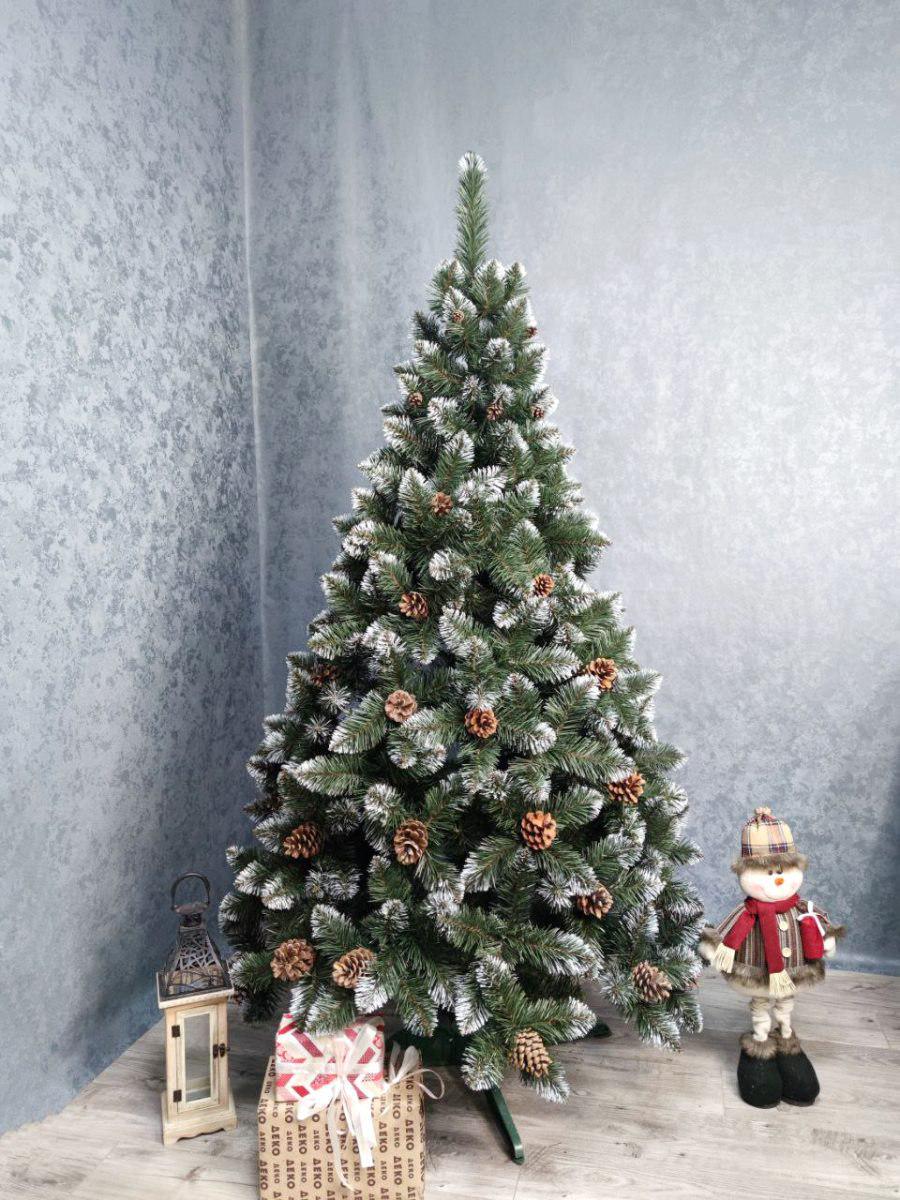 Штучна ялинка Лідія з ПВХ з шишками 2,00 м Зелений/Білий (NYT15217) - фото 2