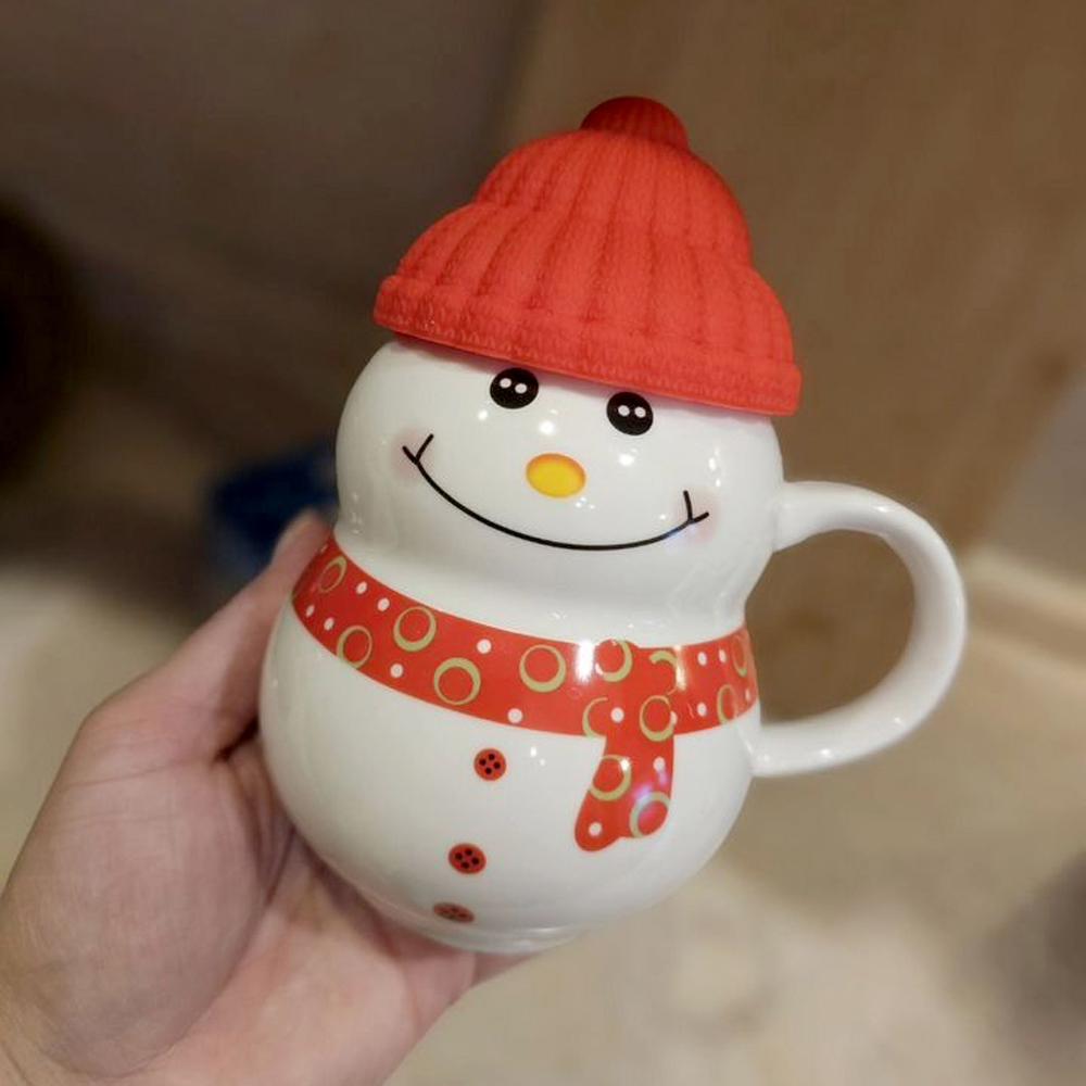 Чашка новогодняя с крышкой снеговик 350 мл - фото 3 Чашка новогодняя с крышкой снеговик 350 мл - фото 3