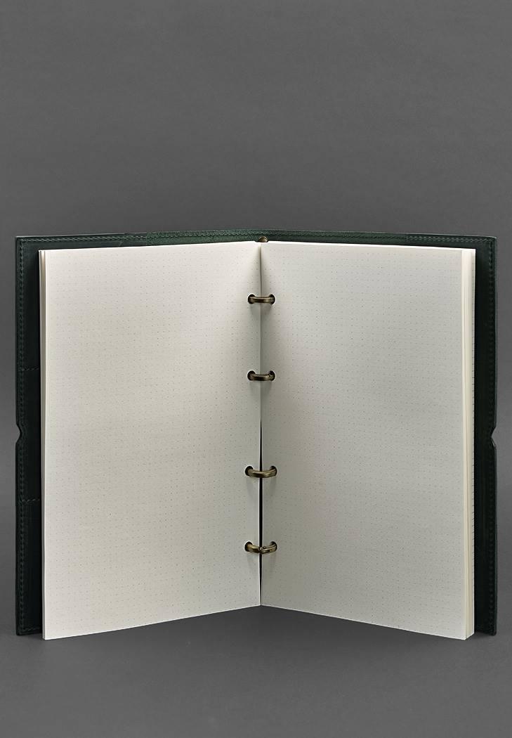 Блокнот кожаный Софт-бук 9.0 Crazy Horse А4 на кольцах в мягкой обложке Зеленый (A-027498) - фото 5