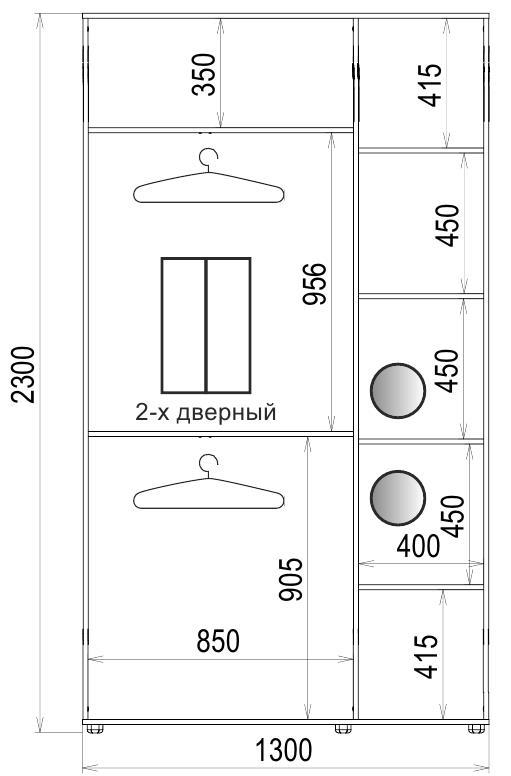 Корпус шкафа-купе Luxe CLS-4 1300x2300x600 мм Зебрано темный (23655) - фото 3