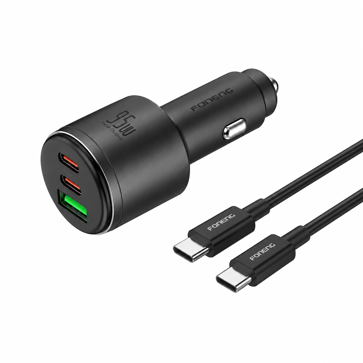 Зарядное устройство для автомобильного Foneng C25 A+C+C 3-Port Metal Car Charger 95W Type-C to Type-C (58274196)