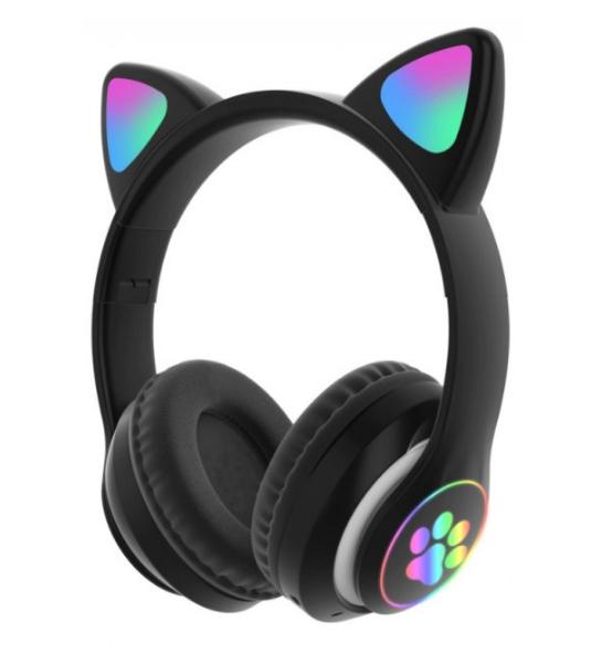 Наушники беспроводные Cat Ear VZV-23M Bluetooth с ушками и LED подсветкой Черный