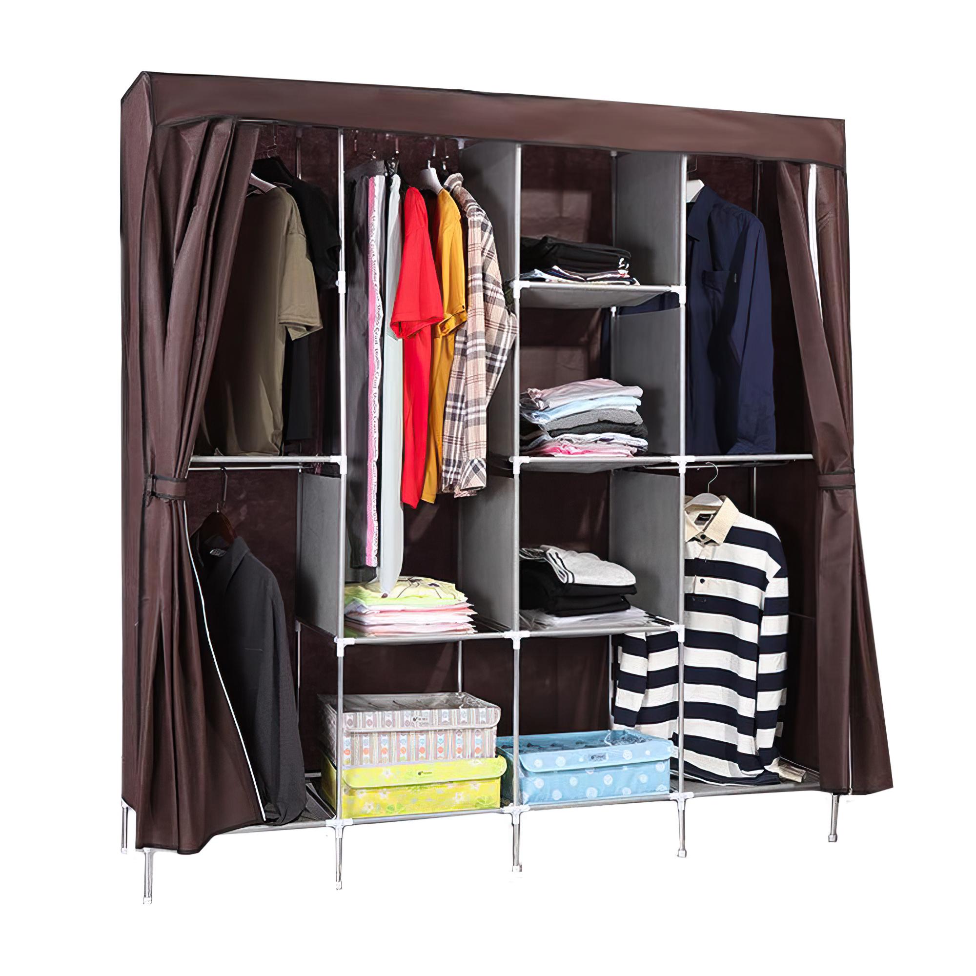 Тканинна шафа для одягу Storage Wardrobe 88165 на 4 секції Коричневий (N-2) Тканинна шафа для одягу Storage Wardrobe 88165 на 4 секції Коричневий (N-2)