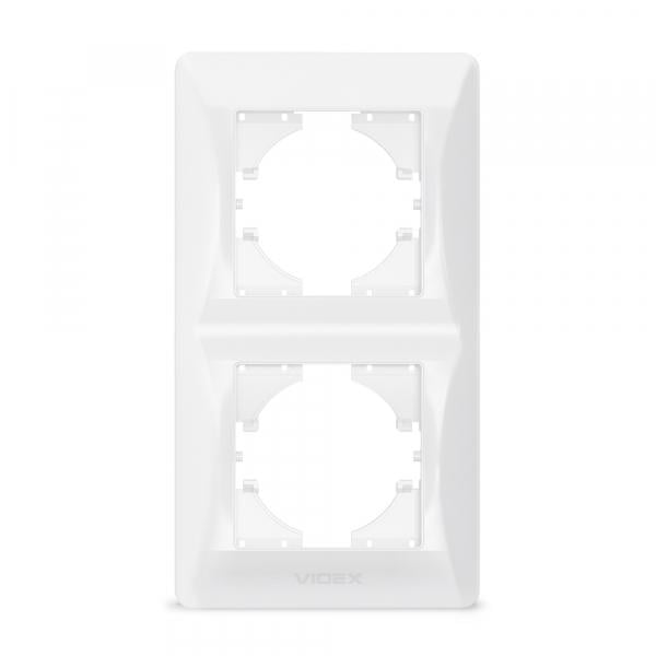Рамка Videx на 2 місця вертикальна Білий