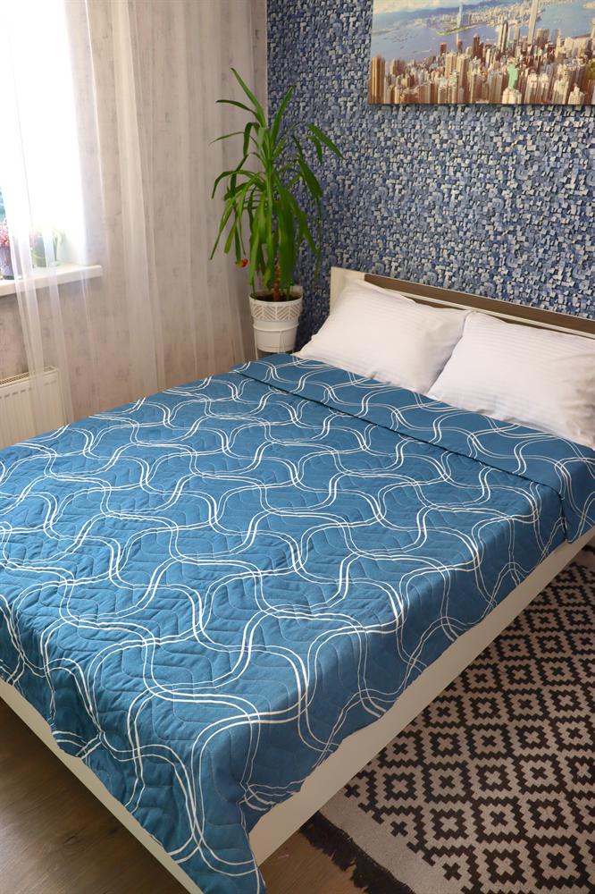 Покривало-підковдра стьобане Lighthouse 4 сезони 160х220 см Weave-Blue