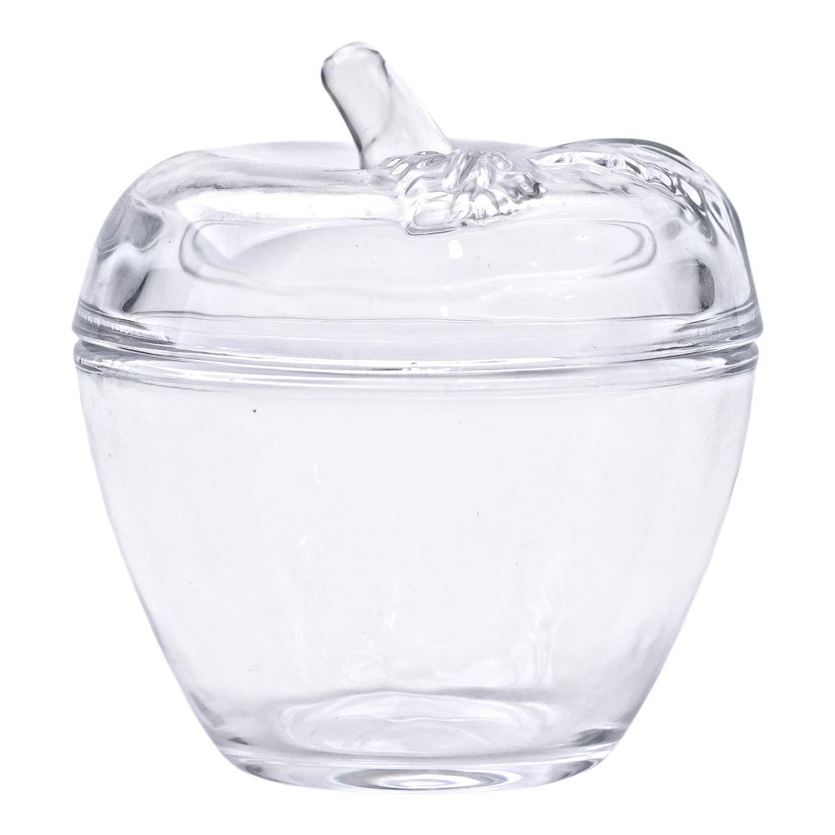 Конфетница с крышкой круглая стеклянная в форме яблока HP-4-101 Ø 9,5 см (A-034119) - фото 2 Конфетница с крышкой круглая стеклянная в форме яблока HP-4-101 Ø 9,5 см (A-034119) - фото 2