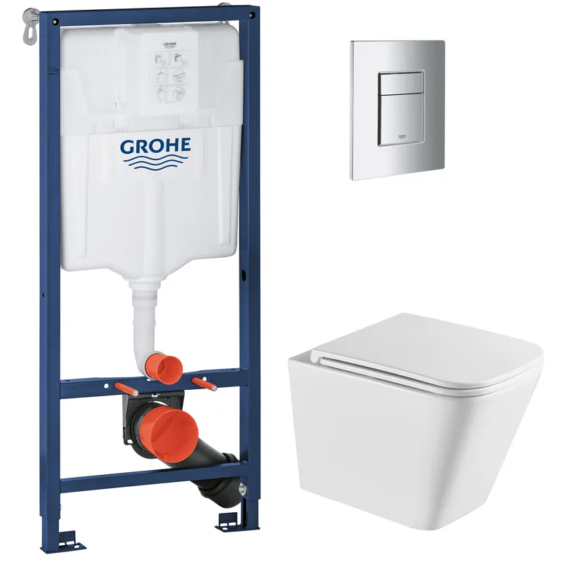 Комплект Grohe Set Унитаз QUADRO-0301-T3/инсталляция 38536001/панель 38732000 (38536001QUADRO03 (2732970692)