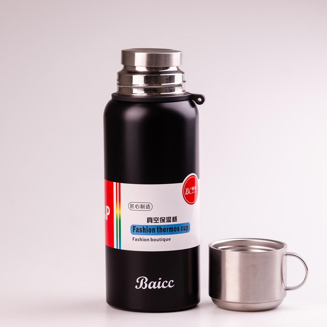 Термос из нержавеющей стали с ручкой 1200 мл Черный