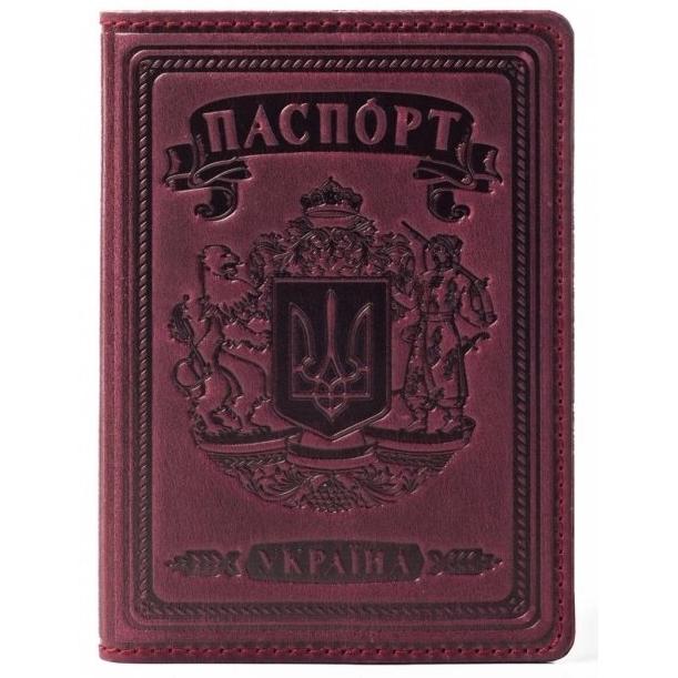 Обложка для паспорта/загранпаспорта кожаная Villini 003 Герб Бордовый (14440397)