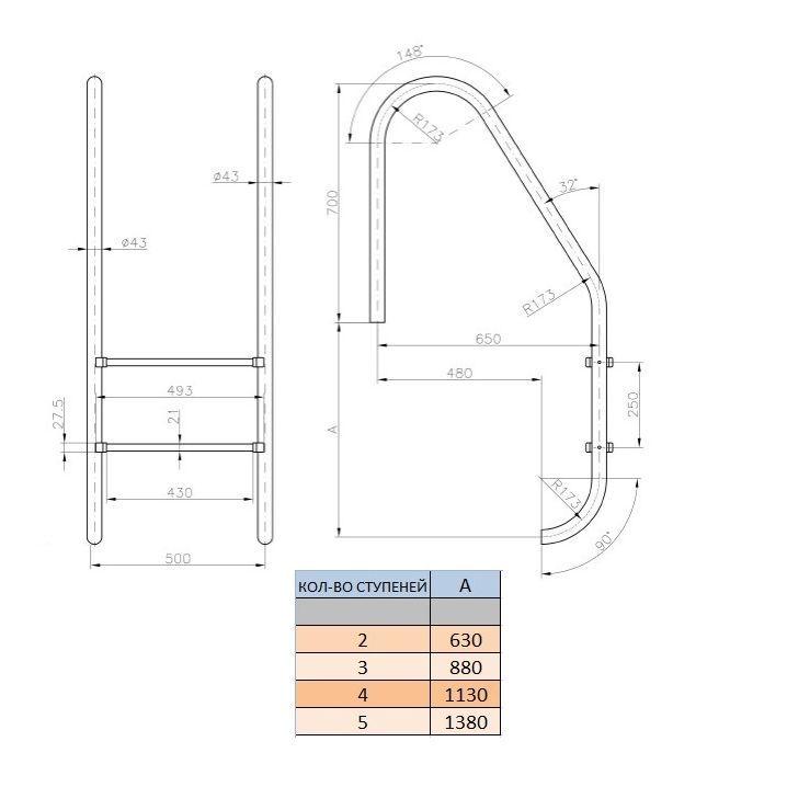 Сходи для басейна Kripsol Standard PI 3.D 3 ступені - фото 2