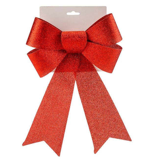 Бант новогодний 32 см Красный блеск (10621)