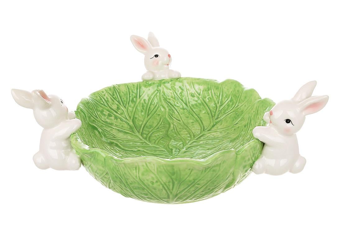 Піала BonaDi Зайці з капустою керамічна 1500 мл Зелений (928-125) - фото 1 Піала BonaDi Зайці з капустою керамічна 1500 мл Зелений (928-125) - фото 1