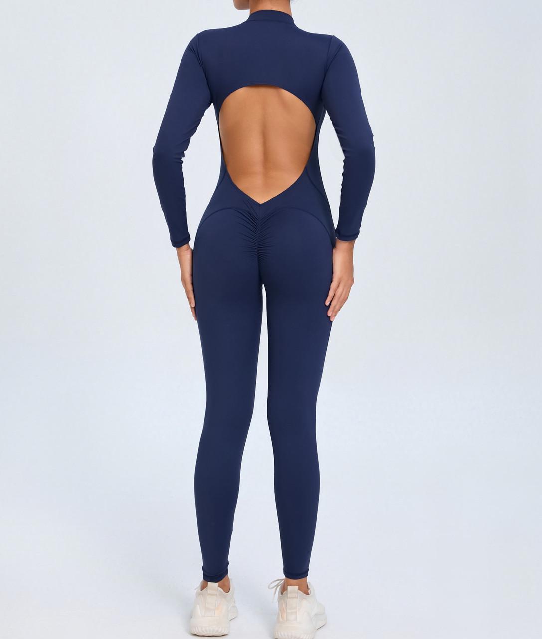 Комбінезон спортивний довгий з рукавом з чашками та пуш-ап M Темно-синій (WRH010M) - фото 4 Комбінезон спортивний довгий з рукавом з чашками та пуш-ап M Темно-синій (WRH010M) - фото 4