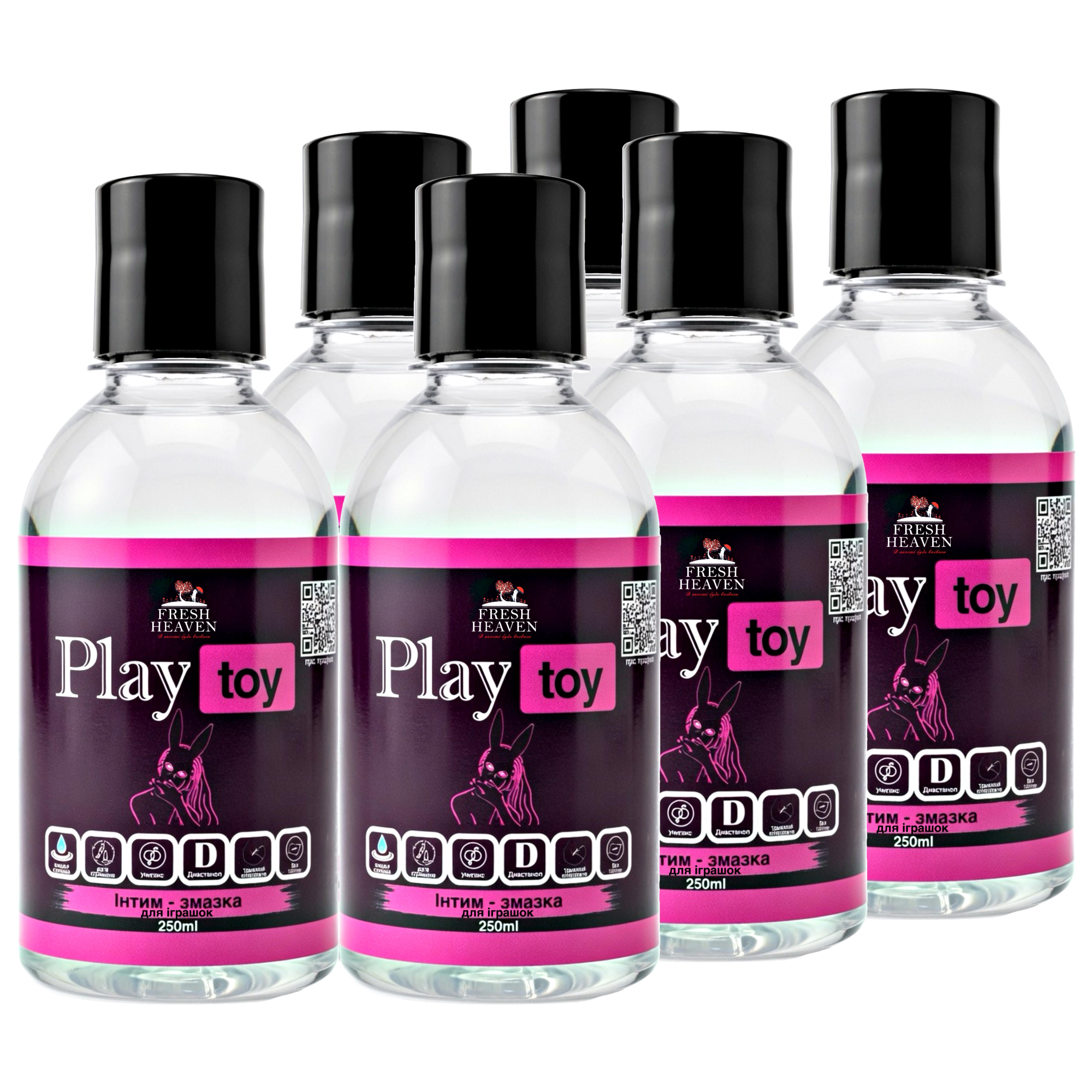 Інтим-змазка для іграшок Fresh Heaven Play Toy Travel 250 мл 6 шт. (31800032)