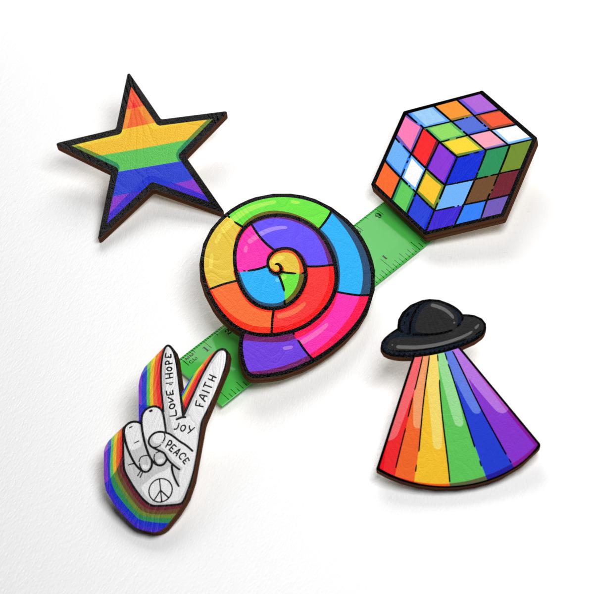 Набор значков Lex Altern ЛГБТ равентсво из дерева 5 шт. - фото 2