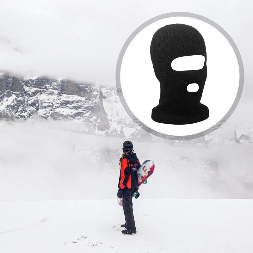 Балаклава маска в'язана унісекс Чорний - фото 2