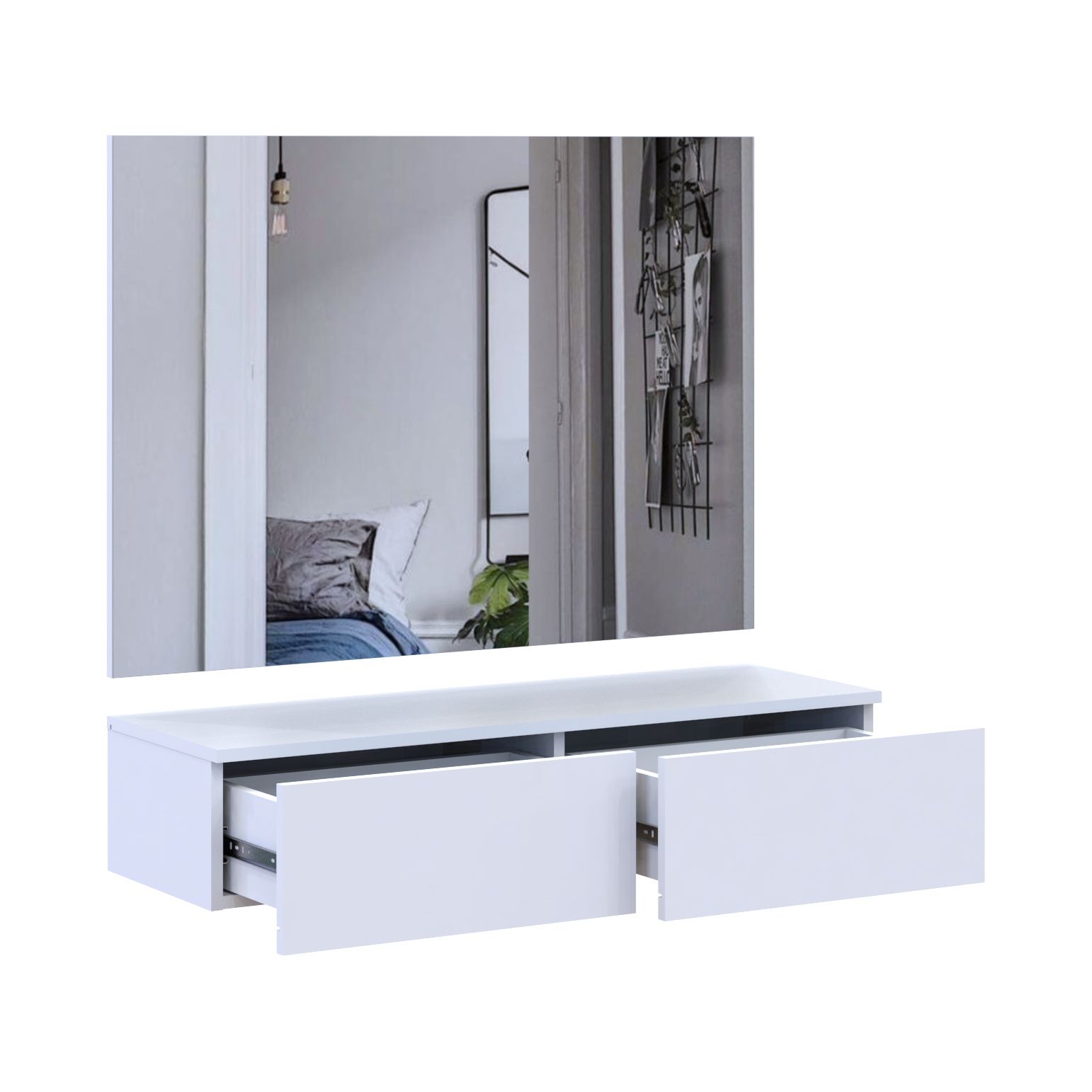 Тумба и зеркало Doros Левия 100х32х100 см Белый (42005235) - фото 7