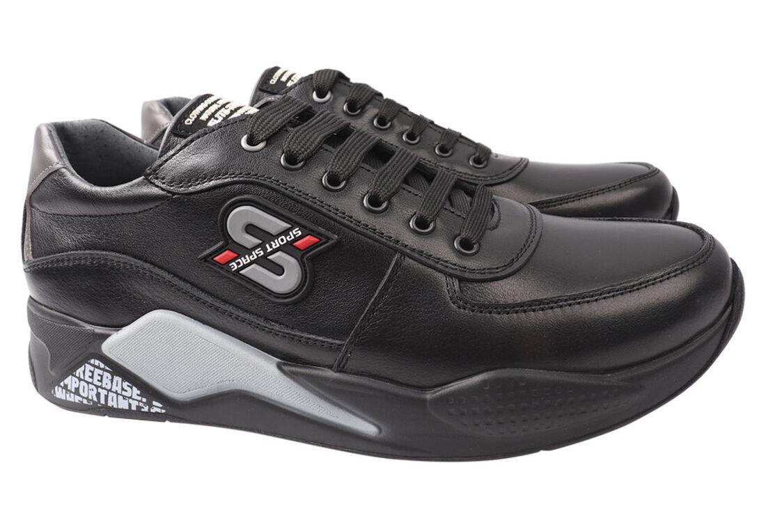 Кроссовки мужские Brionis из кожи на низком ходу на шнуровке р. 45 Черный (91-21DTS)