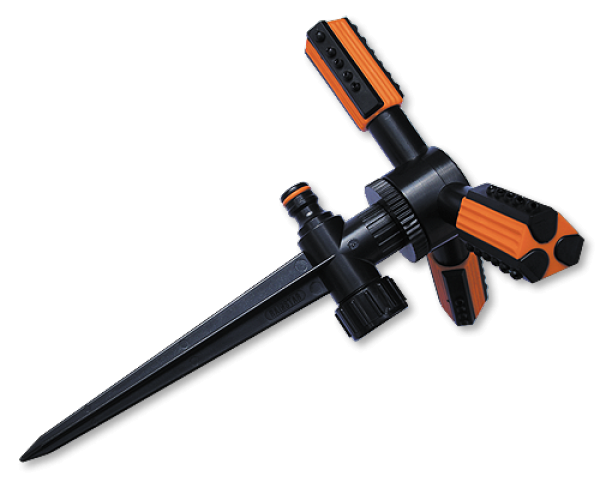 Ороситель 3-рожковый Bradas BLACK LINE TRIO вращающийся на колке (ECO-TS1011)