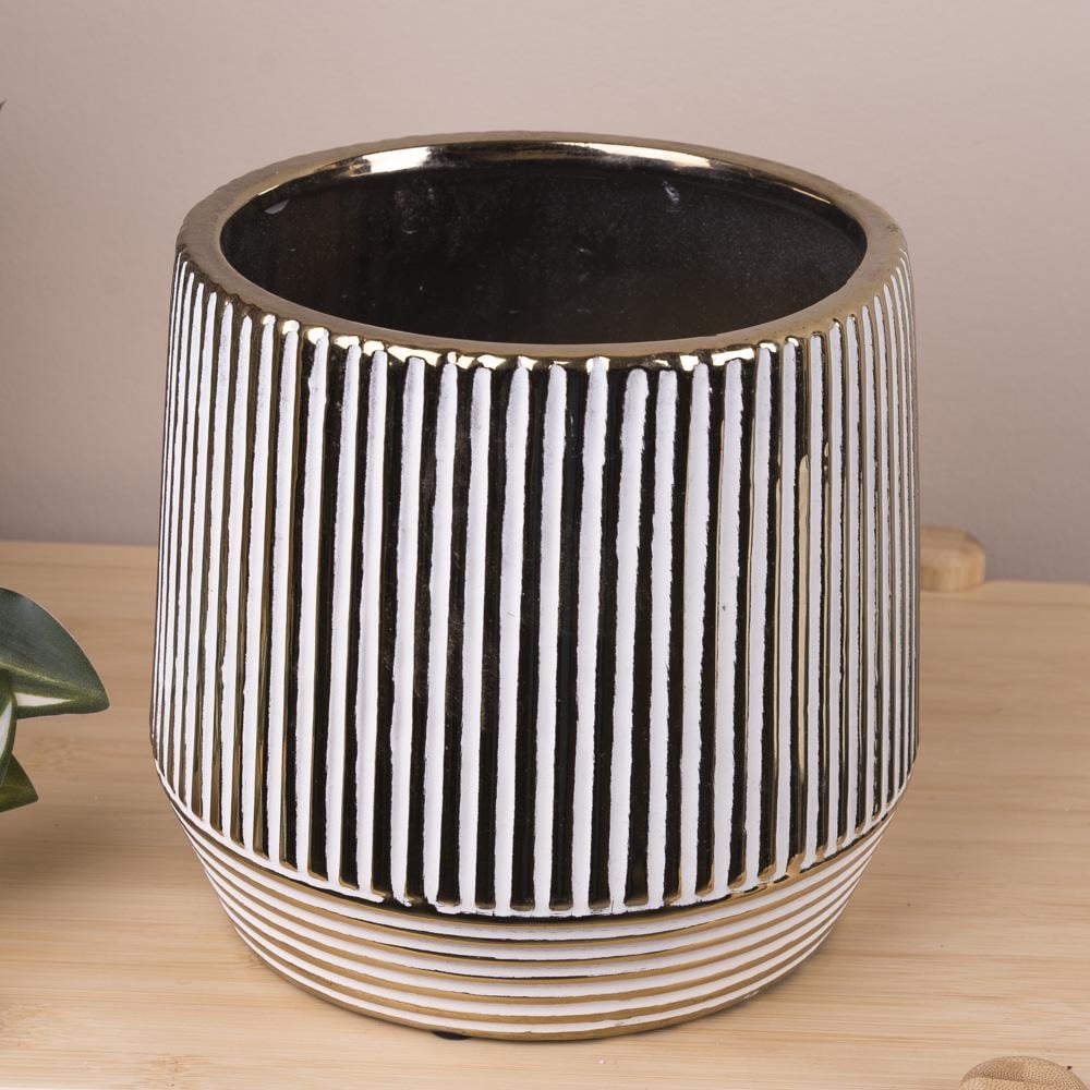 Ваза керамическая в полоску Золотой (3686-1)