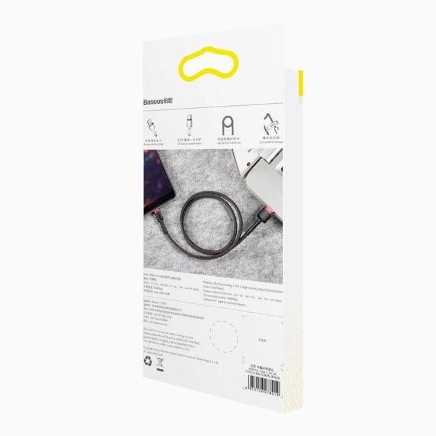 Кабель для швидкого заряджання BASEUS Cafule Cable USB для Type-C Quick Charge 3,0 3 A 1 м Black/Red (CATKLF-B91) - фото 10