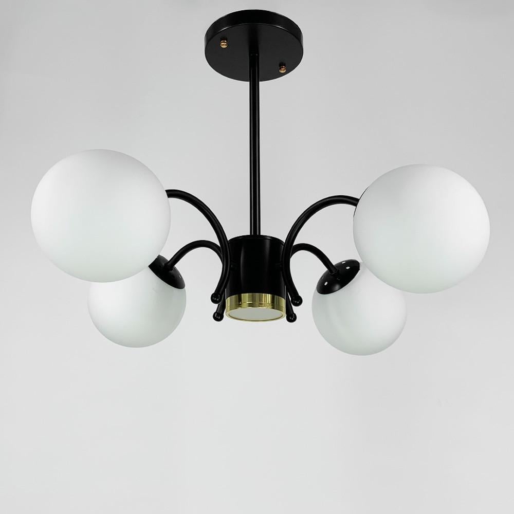 Люстра потолочная на 4 белых плафона Черный (K 19/4 BK) - фото 2