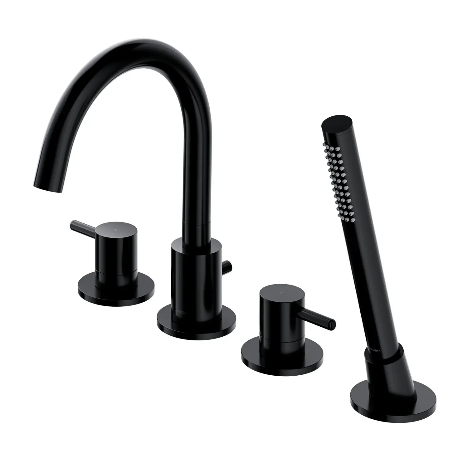 Смеситель для ванны Omnires Y двухрычажный с ручной лейкой Черный матовый (Y1232BL)