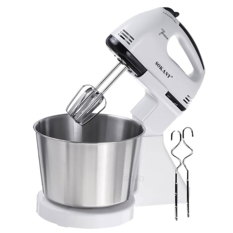 Миксер кухонный SK 6620 с металлической чашей 2 л с подставкой 250 Вт Белый (Mksr-26)