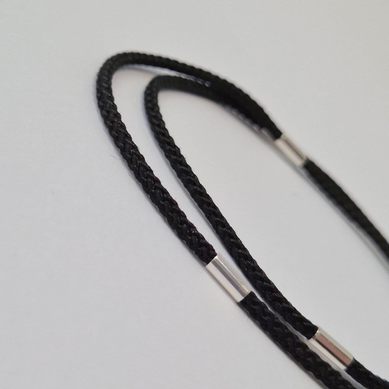 Шнурок ювелірний шовковий зі вставками срібло 925 проби 2,27 г 2 мм 40 см Чорний (660) - фото 2 Шнурок ювелірний шовковий зі вставками срібло 925 проби 2,27 г 2 мм 40 см Чорний (660) - фото 2