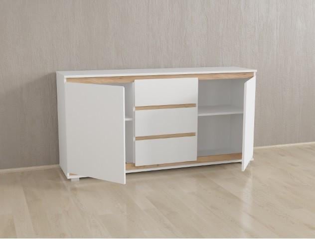 Комод Forte Mikkel 1502x759x390 мм Белый/Дуб крафт планки (id27/Б3-white-plnk-kraft) - фото 1 Комод Forte Mikkel 1502x759x390 мм Белый/Дуб крафт планки (id27/Б3-white-plnk-kraft) - фото 1