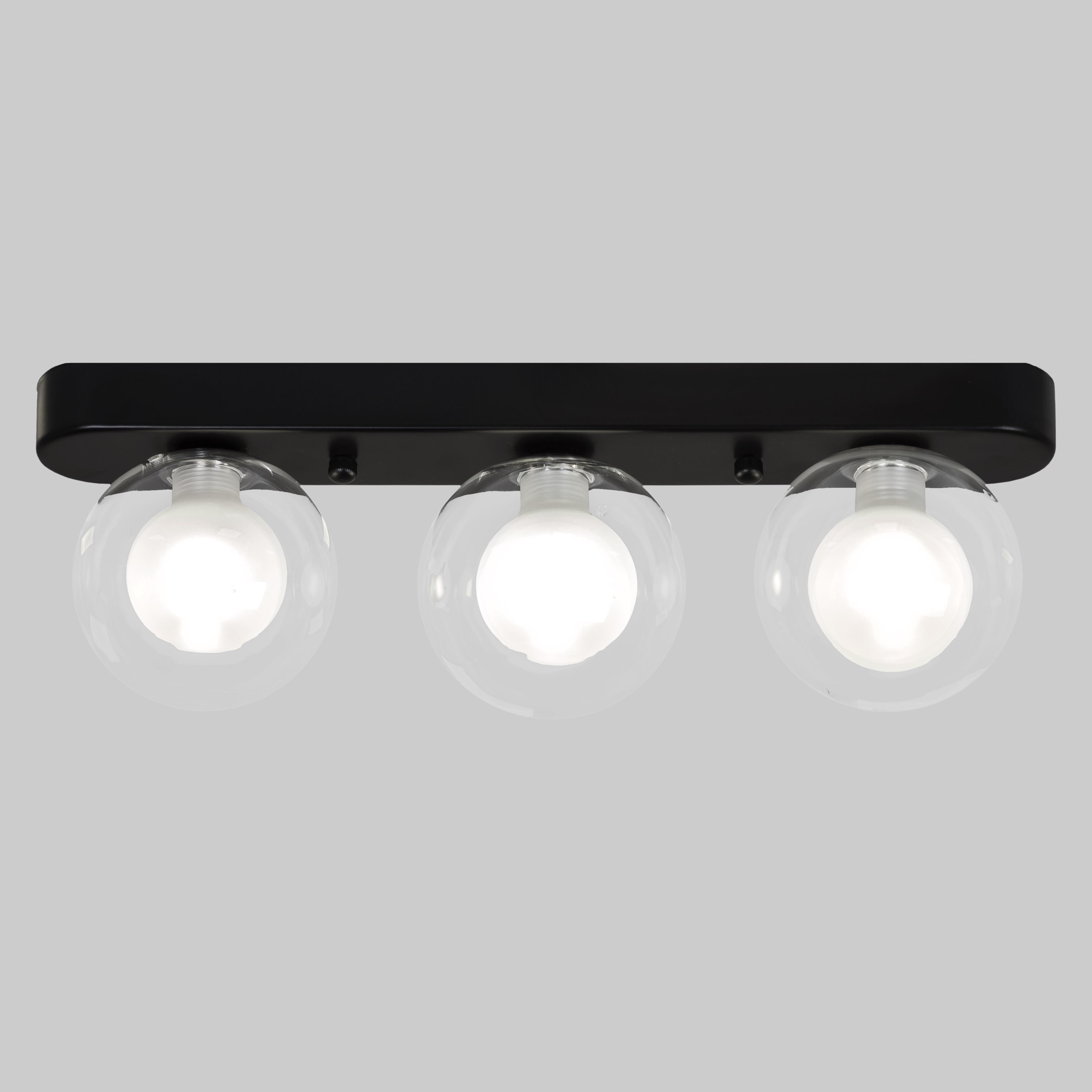 Люстра потолочная Glass Trio Light на 3 лампы Черный/Прозрачный/Белый (61-X100F-3 BK+CLWH 380)