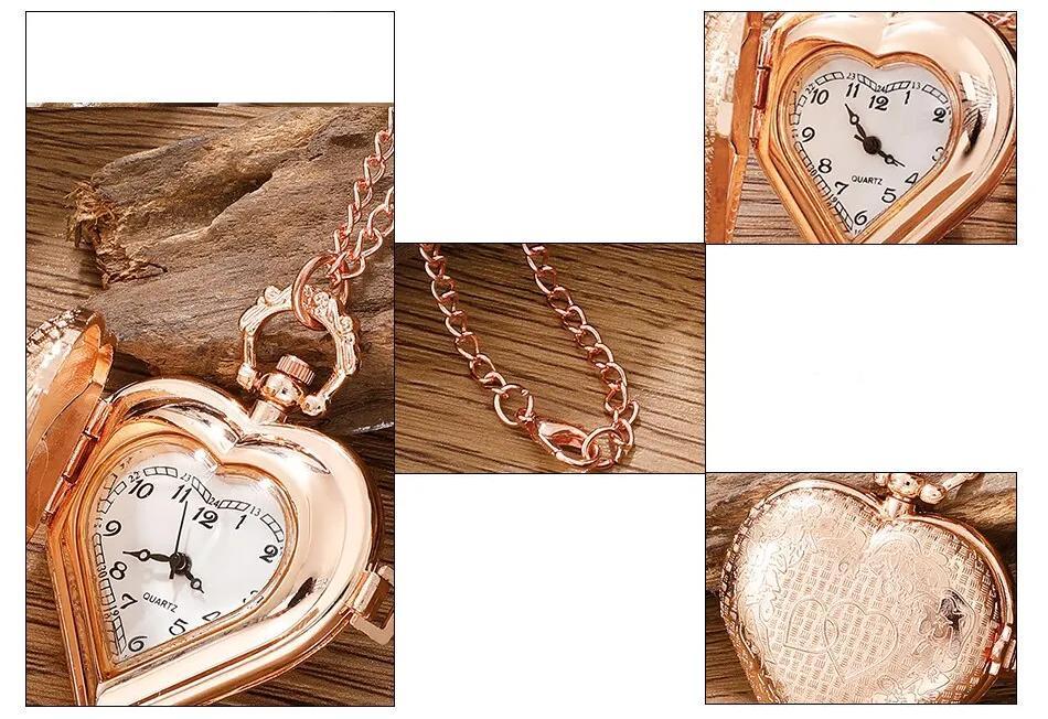 Годинник кишеньковий на ланцюжку у формі серця Love Рожеве золото (2149939280) - фото 8 Годинник кишеньковий на ланцюжку у формі серця Love Рожеве золото (2149939280) - фото 8