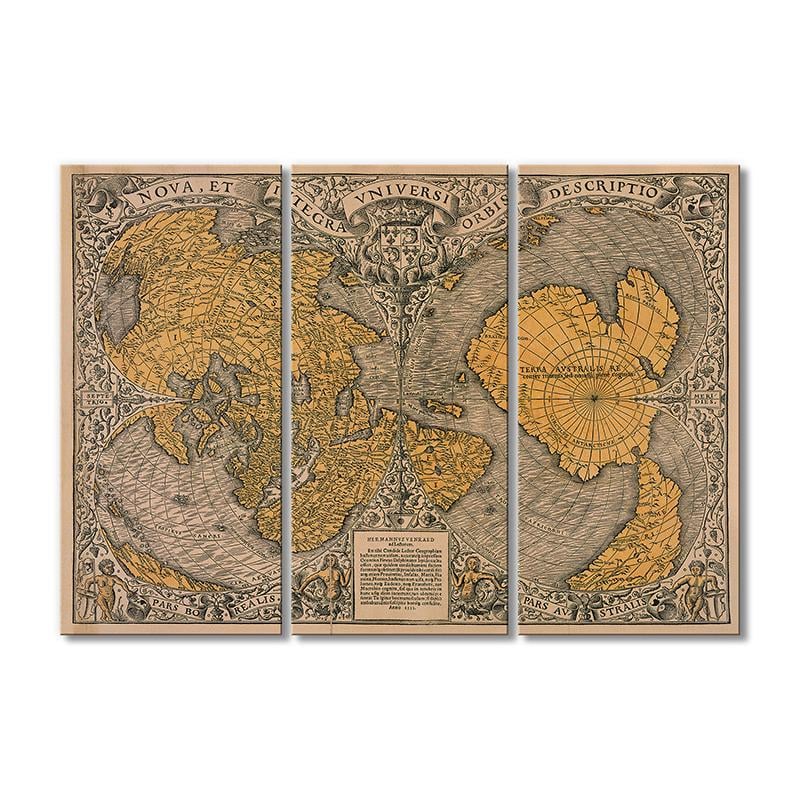 Винтажная карта Карта Пири Рейс 3 модуля 60x90 см