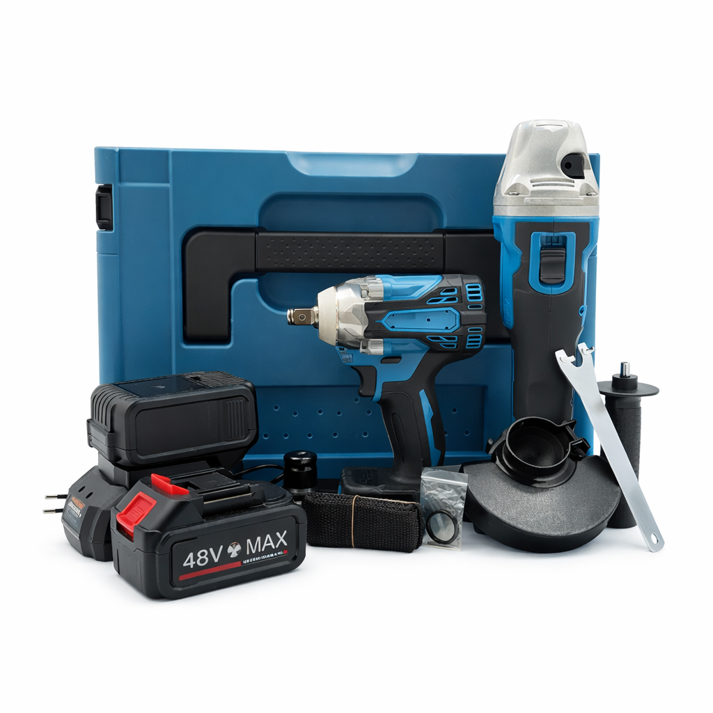 Набор электроинструмента 2в1 48V аккумуляторная болгарка 100 мм/ударный гайковерт до 300 Н/м 2 АКБ Li-Ion кейс Набор электроинструмента 2в1 48V аккумуляторная болгарка 100 мм/ударный гайковерт до 300 Н/м 2 АКБ Li-Ion кейс