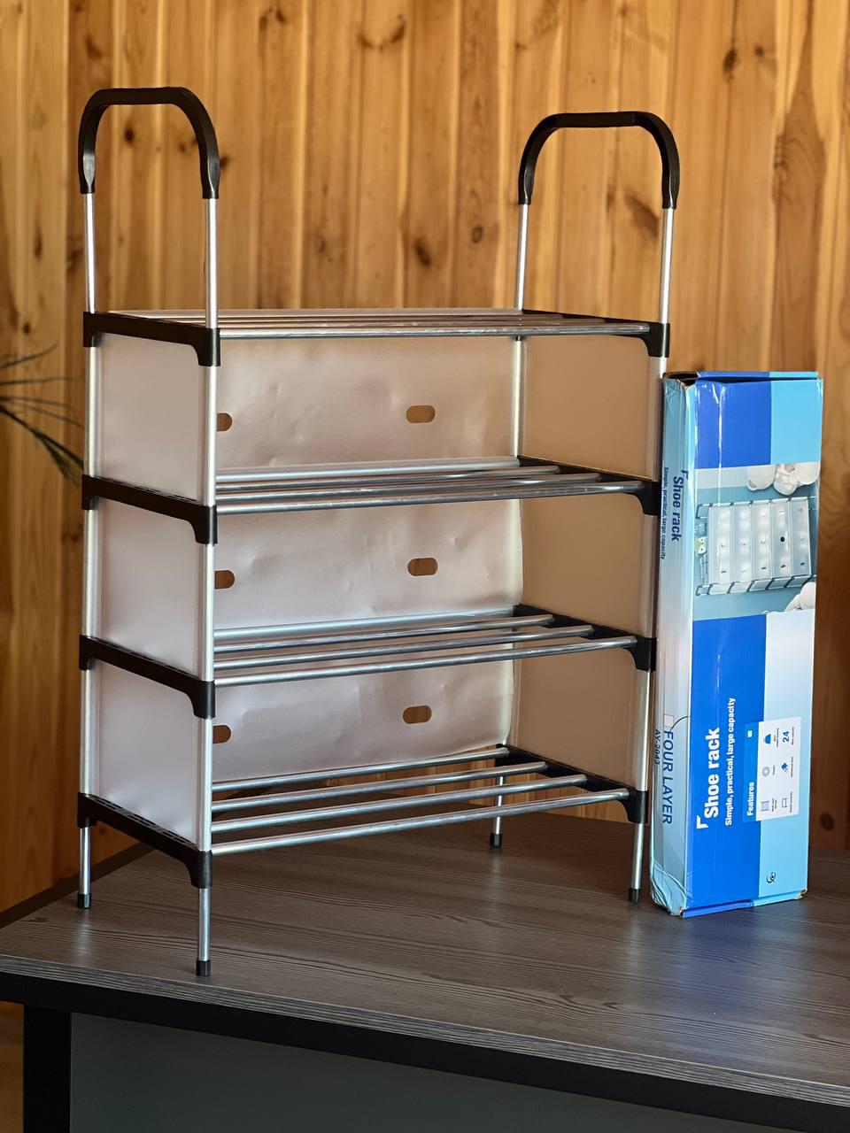 Полиця для взуття металева в передпокій Shoe RACK 4 яруси - фото 3 Полиця для взуття металева в передпокій Shoe RACK 4 яруси - фото 3