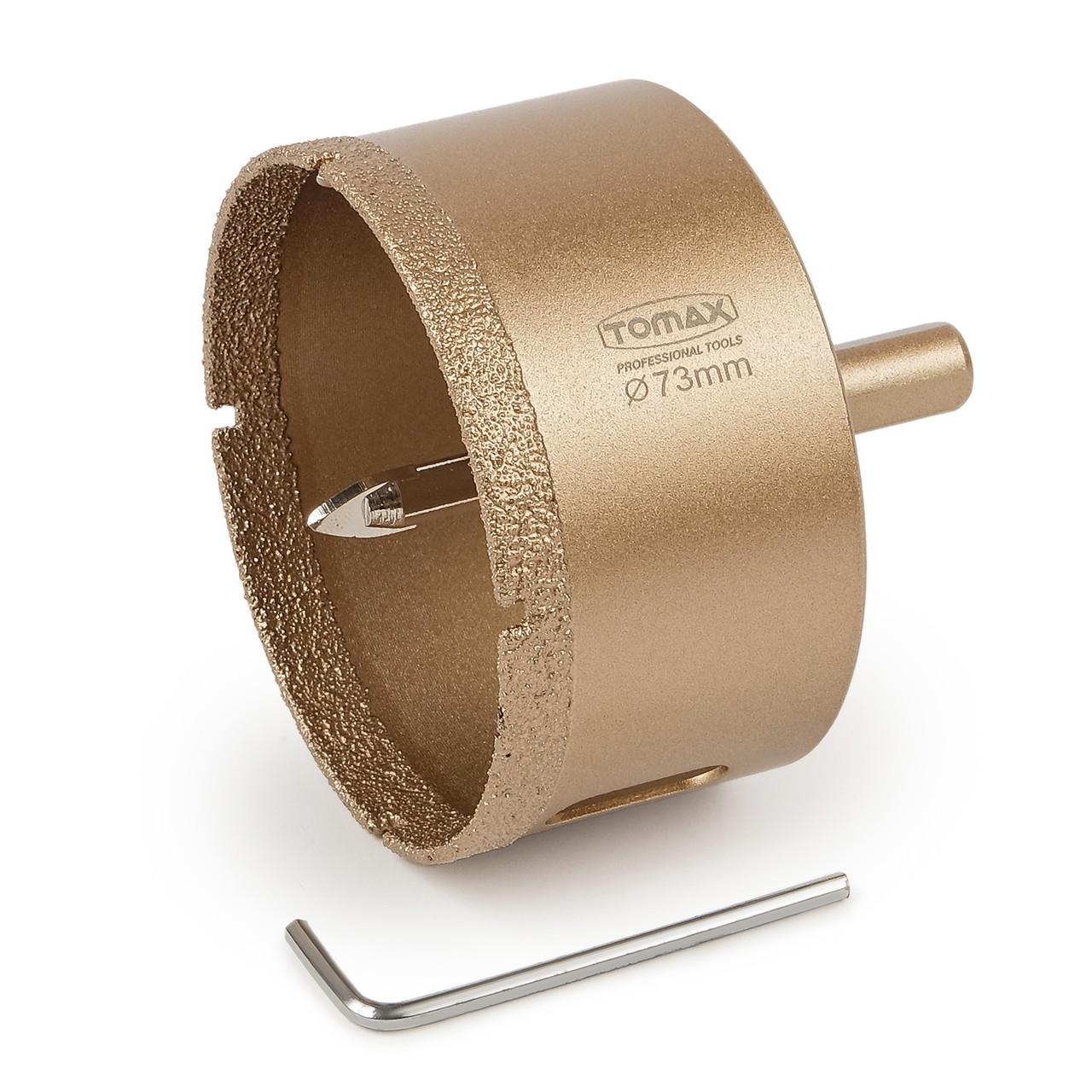 Коронка для керамогранита/плитки TOMAX 73 мм алмазная с центрирующим сверлом (1744938167)