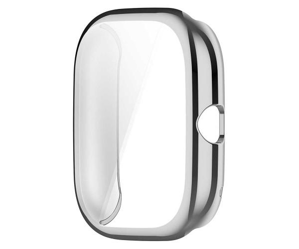 Чехол силиконовый с защитой на экран для Xiaomi Amazfit GTS 4 Mini Серебряный