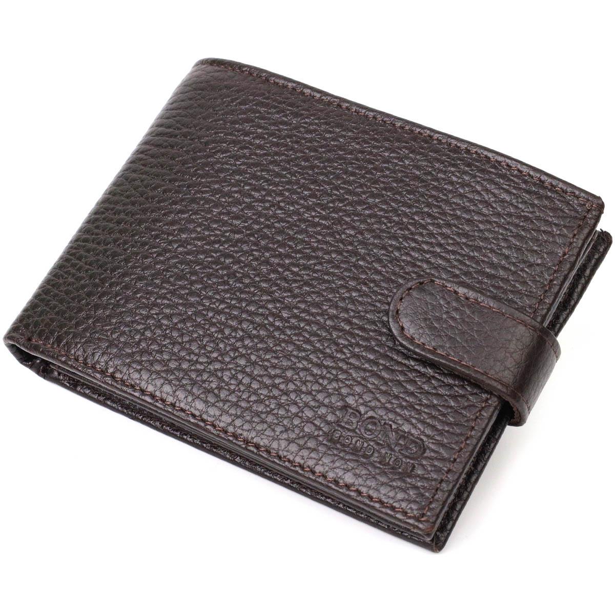 Бумажник мужской Bond-Wallet 22001 из натуральной кожи флотар Коричневый