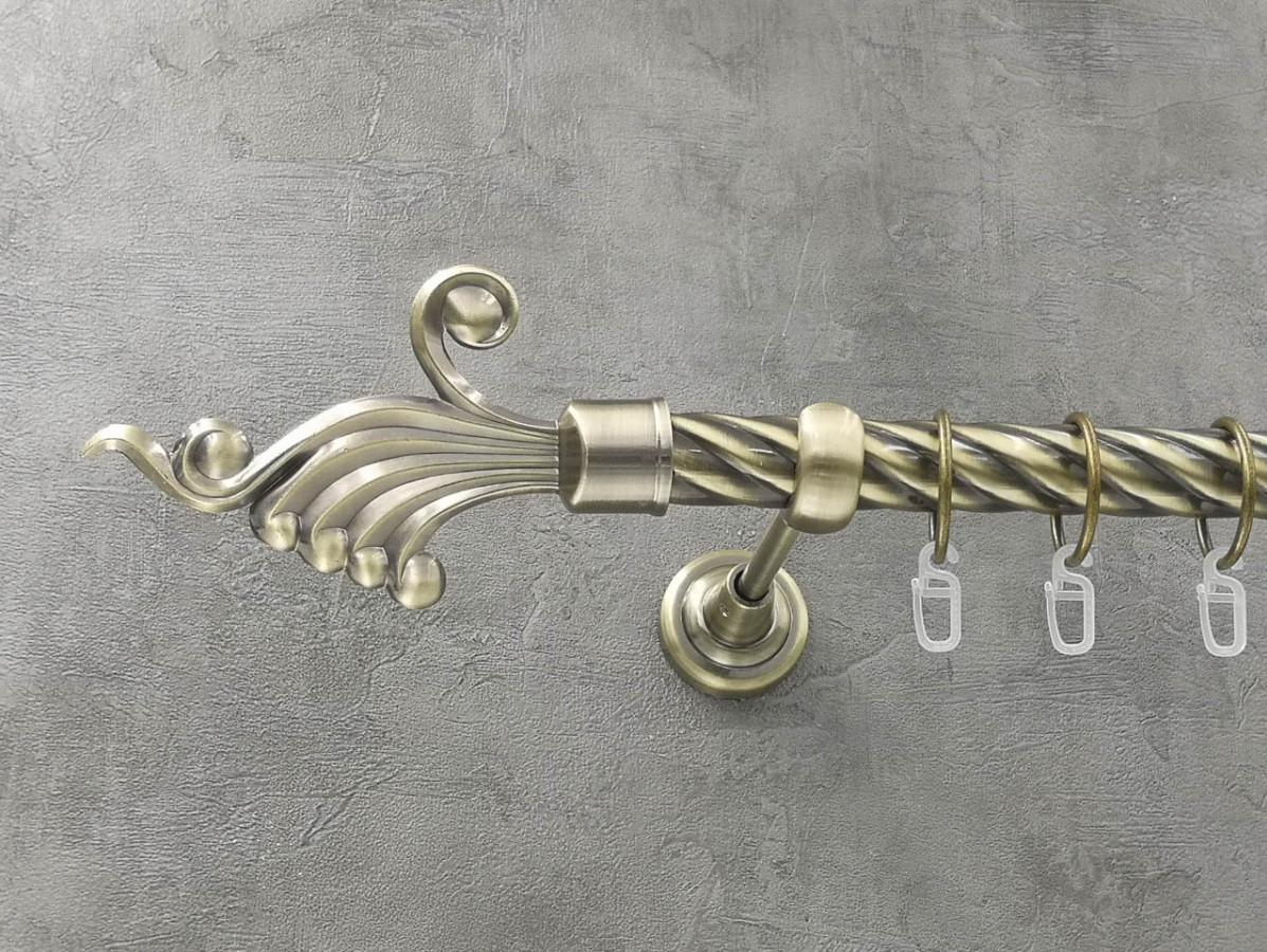 Карниз Quadrum Венус витая штанга одинарный открытый 25 мм 320 см Антик (262042281)