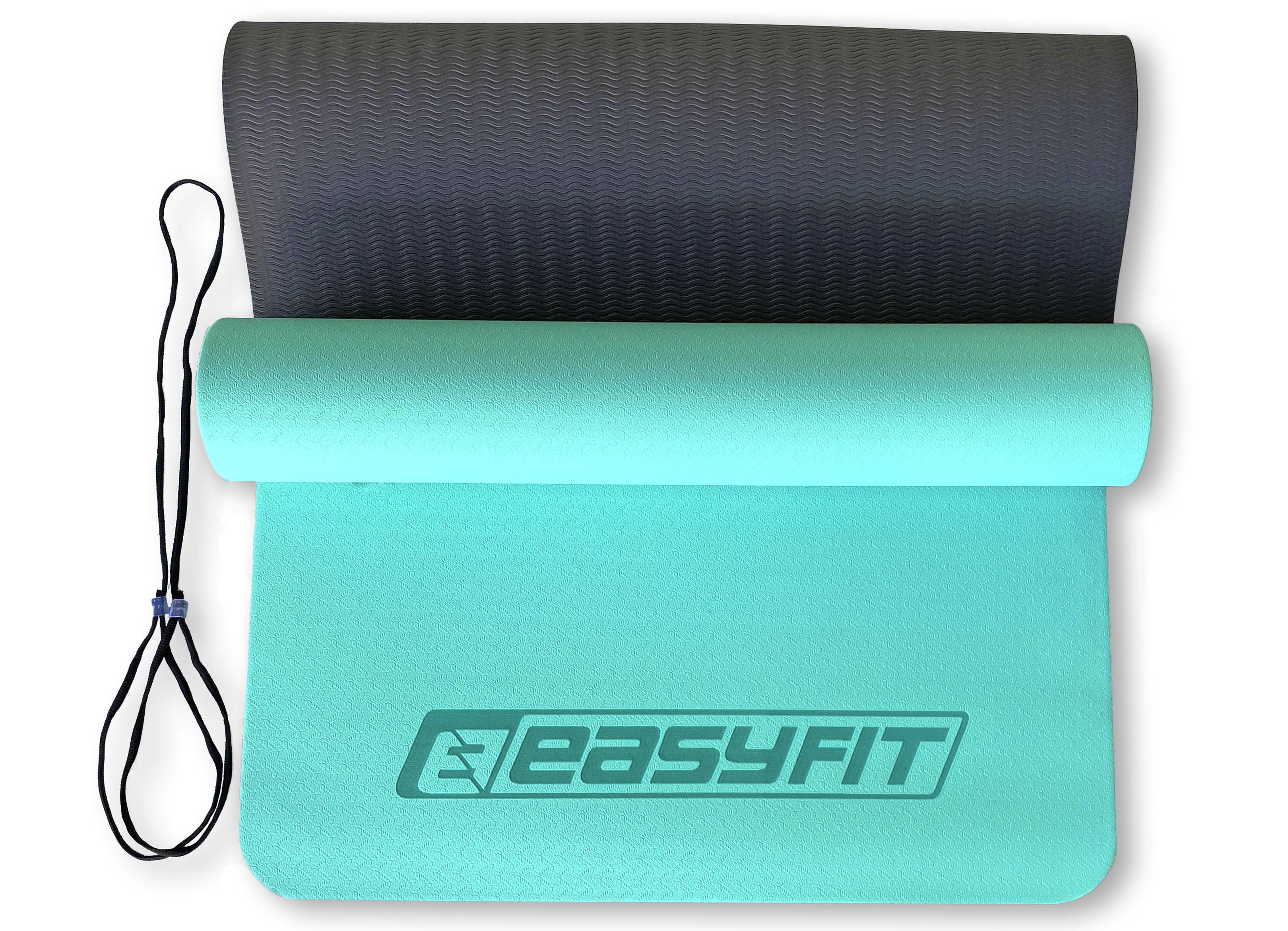 Килимок для йоги EasyFit TPE+TC двошаровий 183х61 см М'ятний/Чорний (EF-TPE6M/Bk) - фото 2