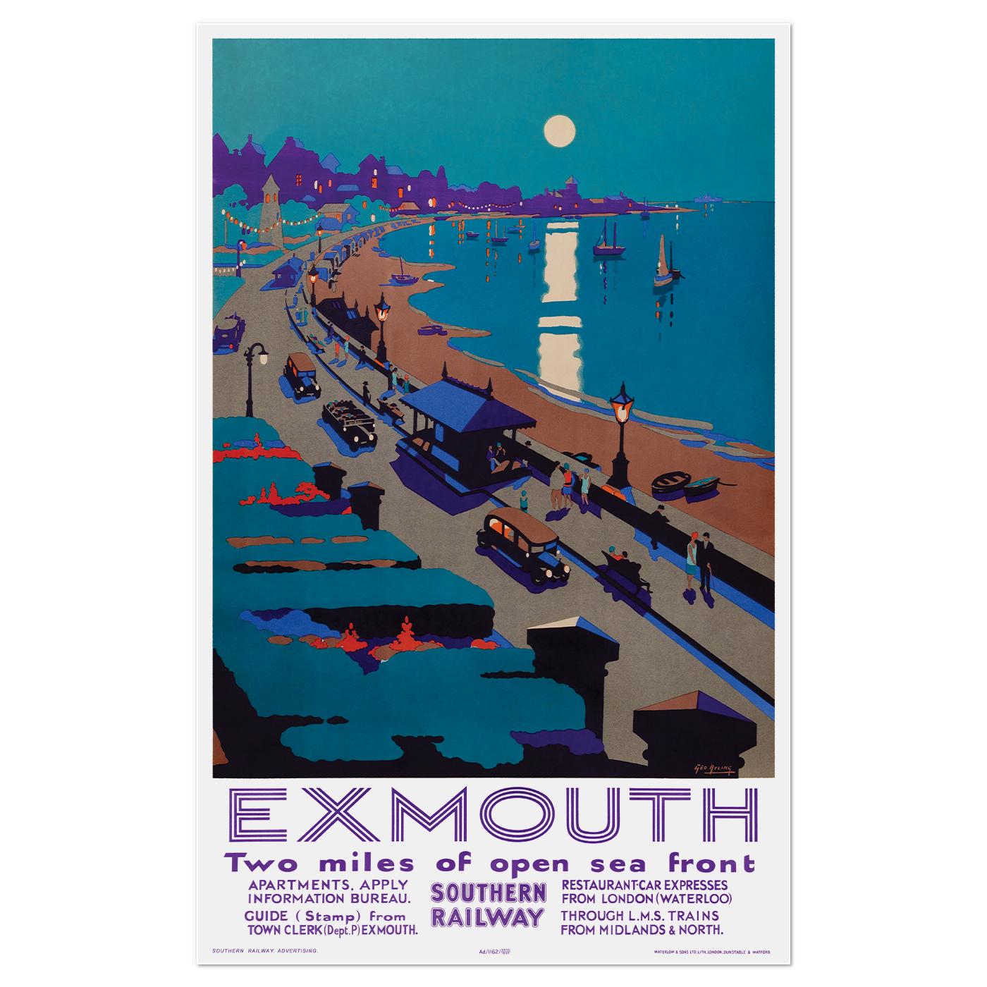 Плакат винтажный Ексмут Англия 1930 53x84 см (0339)