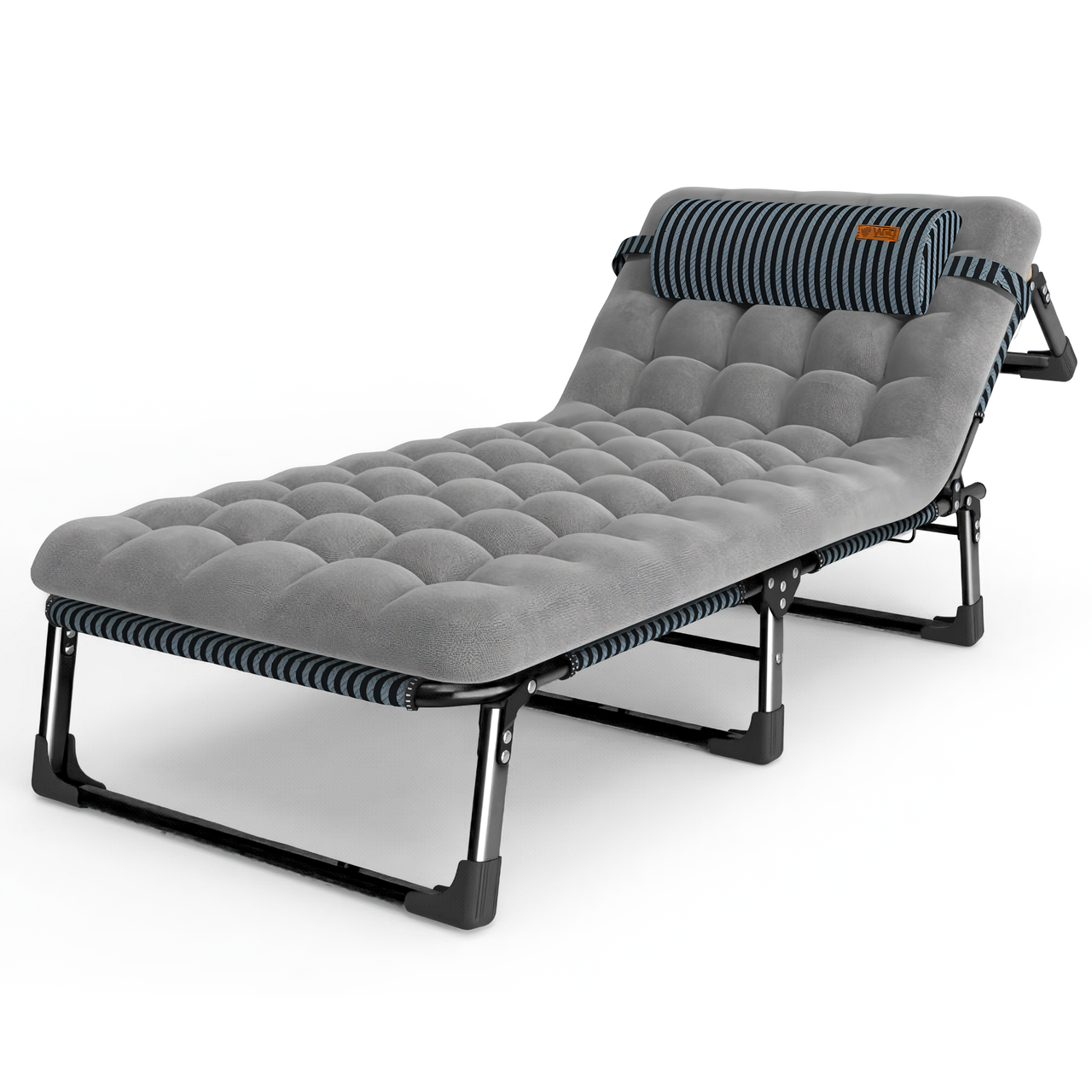 Кровать-шезлонг раскладная WCG FB-S01PP матрас/подголовник 150 кг Серый