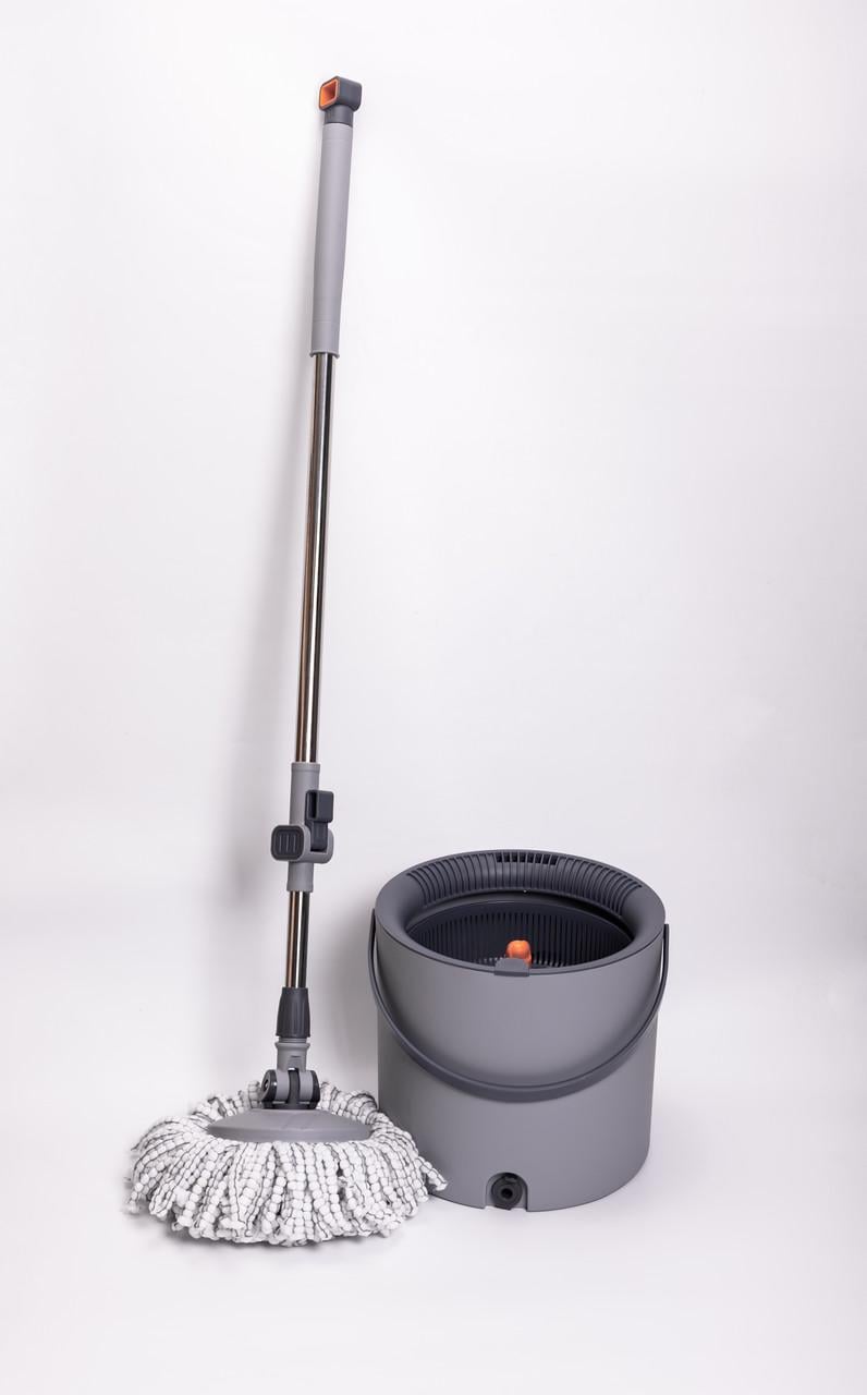Набор для уборки с круглой телескопической шваброй из микрофибры и ведром с отжимом для пола (HP-35015-22) Набор для уборки с круглой телескопической шваброй из микрофибры и ведром с отжимом для пола (HP-35015-22)