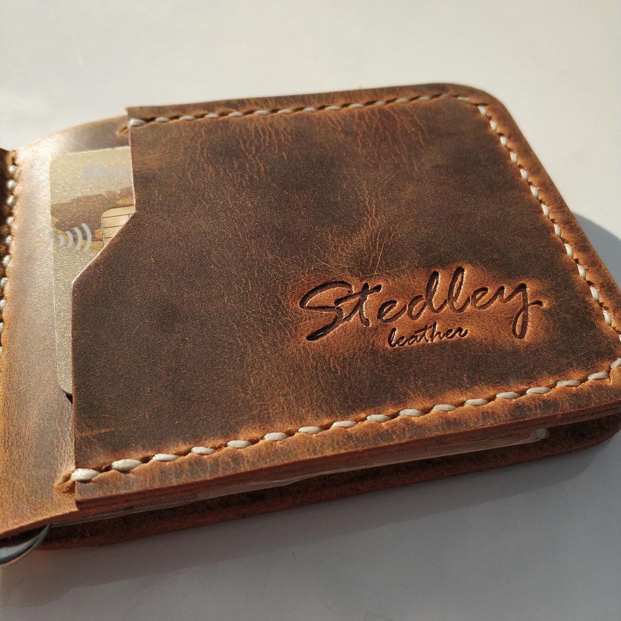 Зажим для денег Stedley Clip 1 кожаный табачный (2530507692)